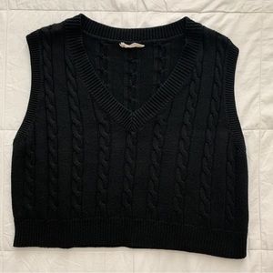 black knit sweater vest